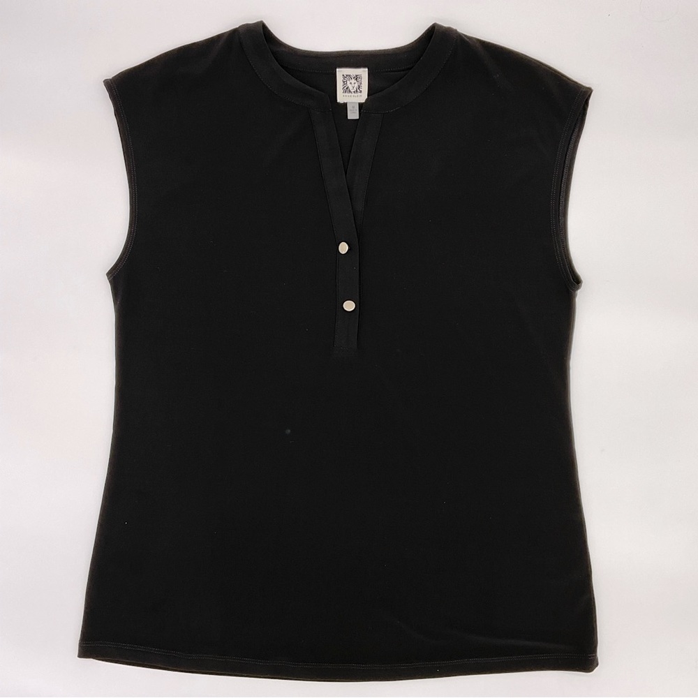 Anne Klein Black Sleeveless Jersey Knit Top, Medium